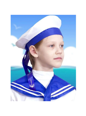 Шляпа бескозырка Моряка с синей лентой